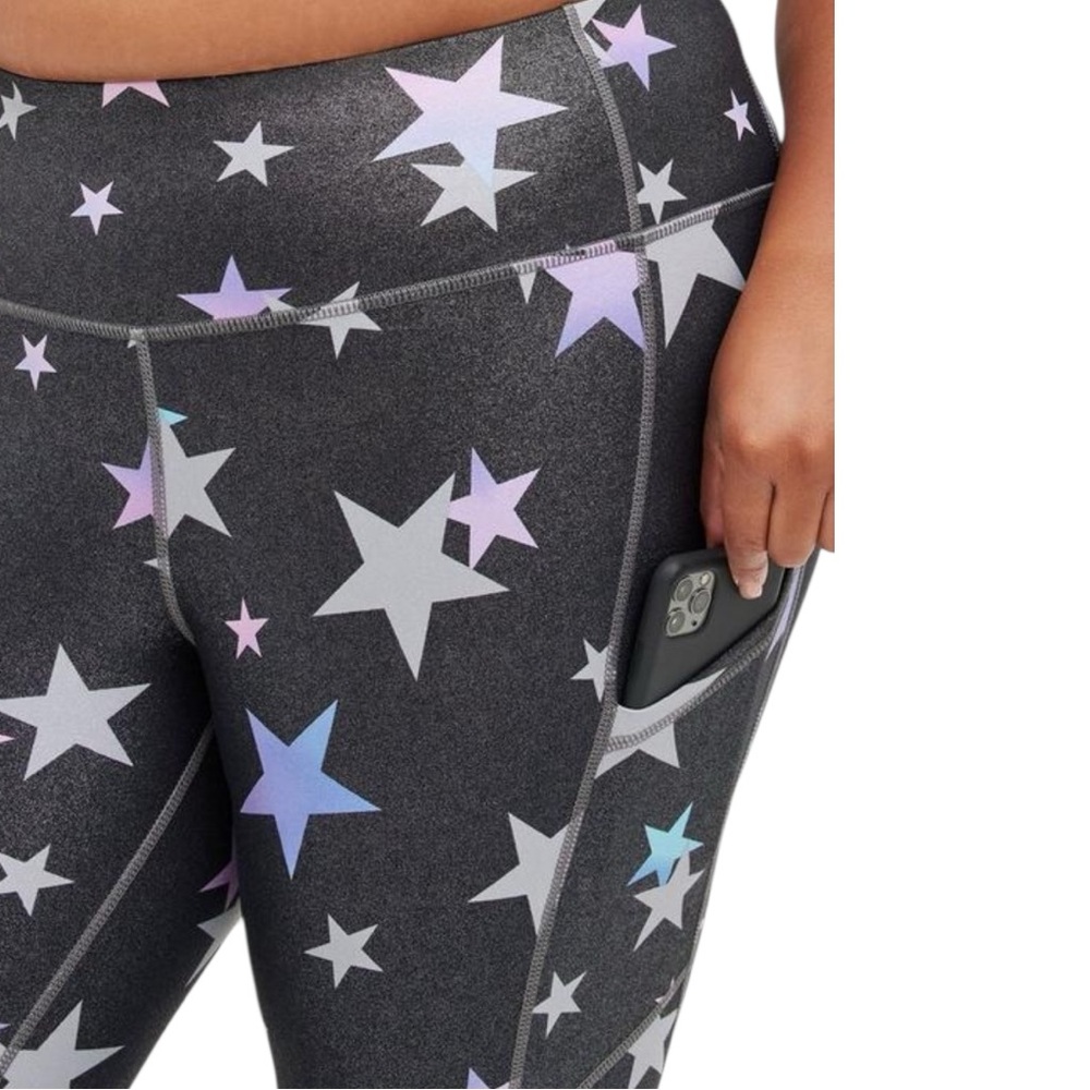 Torrid Active Set: Performance Core Leggings & Purple Off Shoulder Wicking Tee 2 - Picture 8 of 15